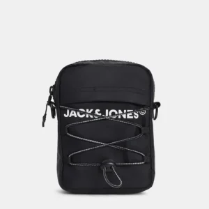 BLACK LOGO PRINT SLING BAG