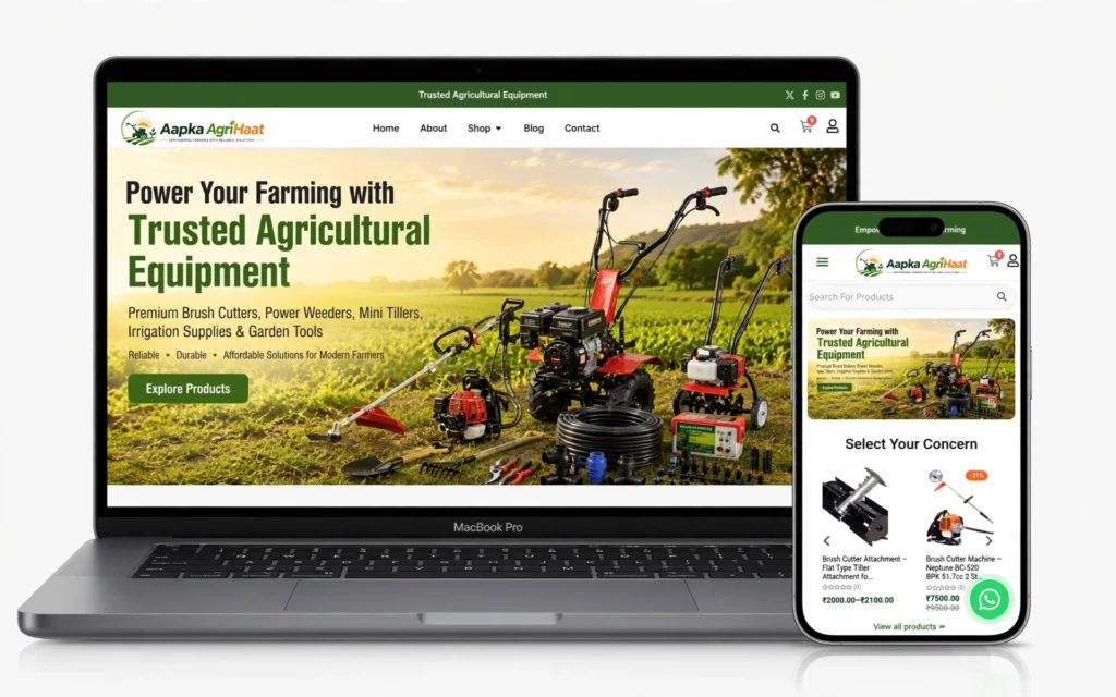 agri website mockup