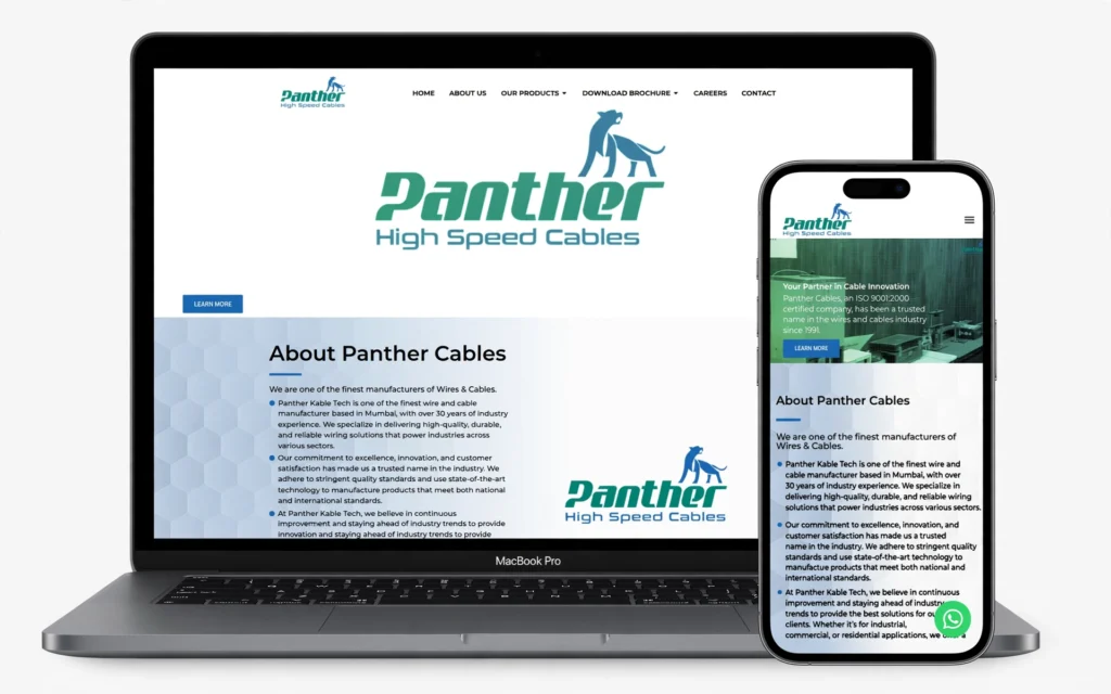 panther website mockup